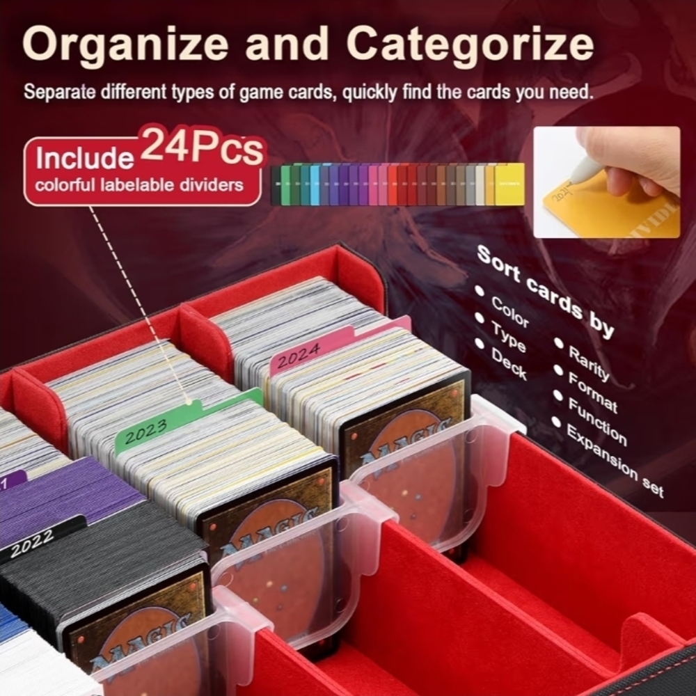 Black and Red Magnetic Leather Deck Box - Picture 5 of 6